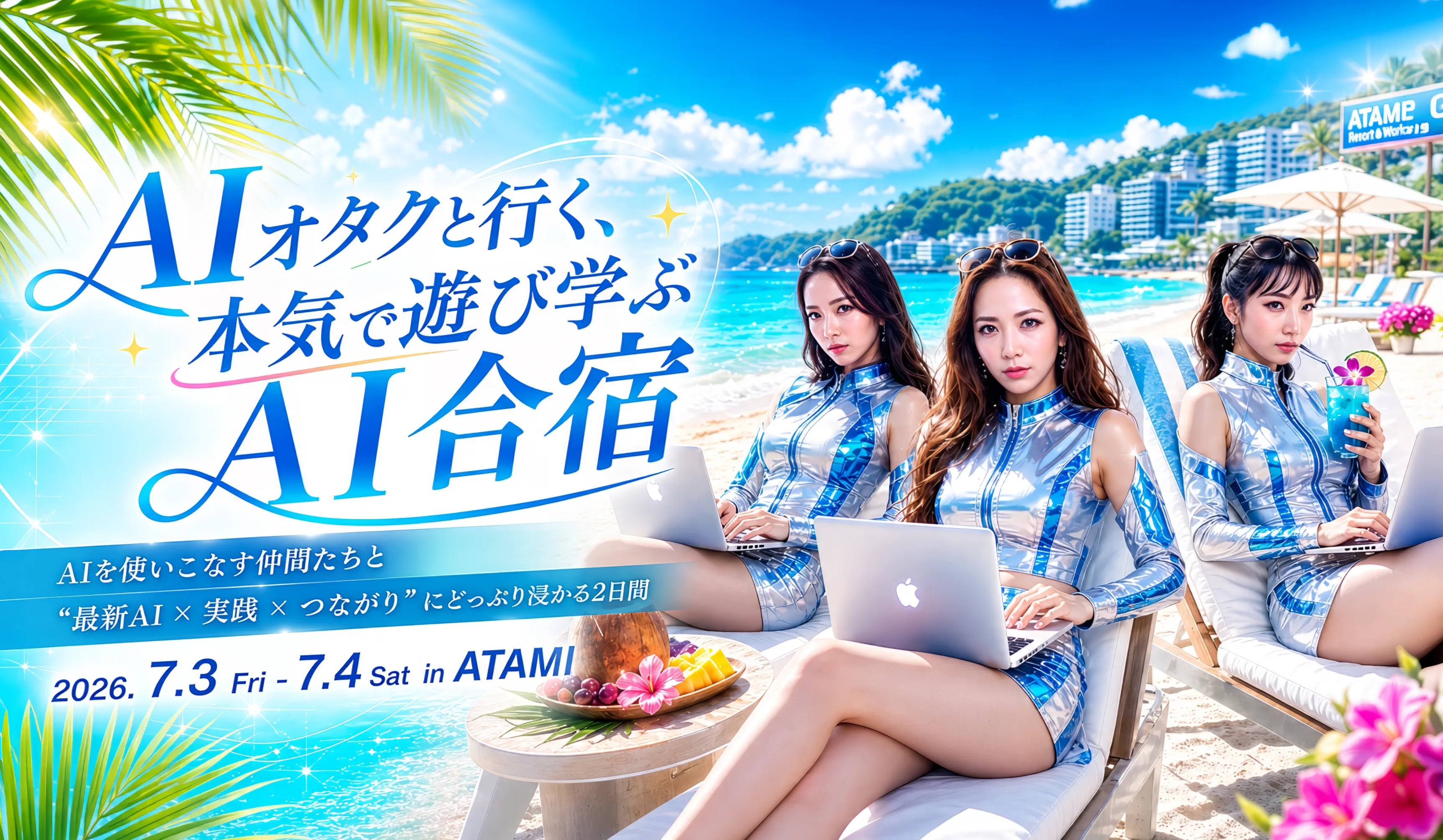 熱海のビーチでAIを学ぶ仲間たち — AIオタクと行く、本気で遊び学ぶAI合宿 2026.7.3-7.4